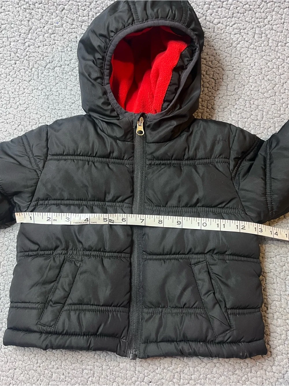 Healthtex Baby Hooded Puffer Jacket Fleece Lined Full Zip 18-24M Black Red